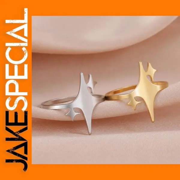 Four Pointed Star Stainless Steel Ring