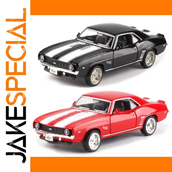 1:36 Vintage Matte Black Camaro SS Model
