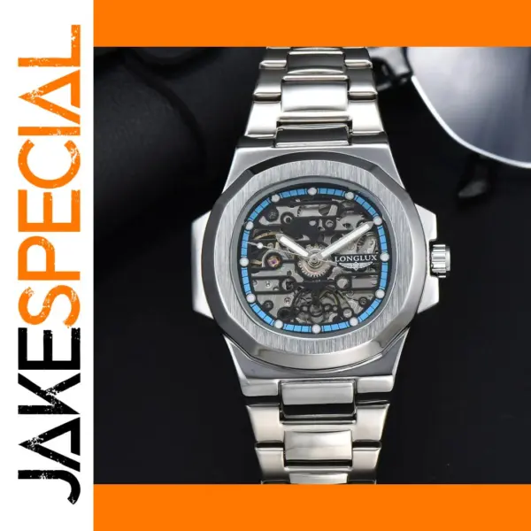 Stainless Steel Luxury Skeleton Watch for Men