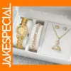 6PC Women's Rhinestone Quartz Watch Set