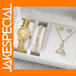 6PC Women's Rhinestone Quartz Watch Set