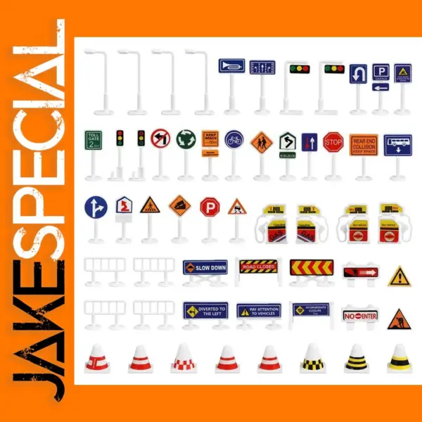 56 Pcs Realistic Traffic Road Sign Toys