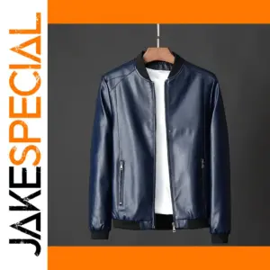 Men's Black PU Leather Biker Jacket 8XL