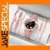 6PCS Women's Quartz Watch & Bracelet Set