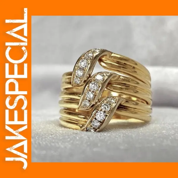 Gold Wide Band Women Wedding Ring with Zirconia