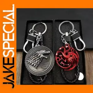 Trendy Wolf Head Keychain with Leather Rope