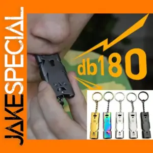 Double-Tube Survival Whistle Stainless Steel Keychain