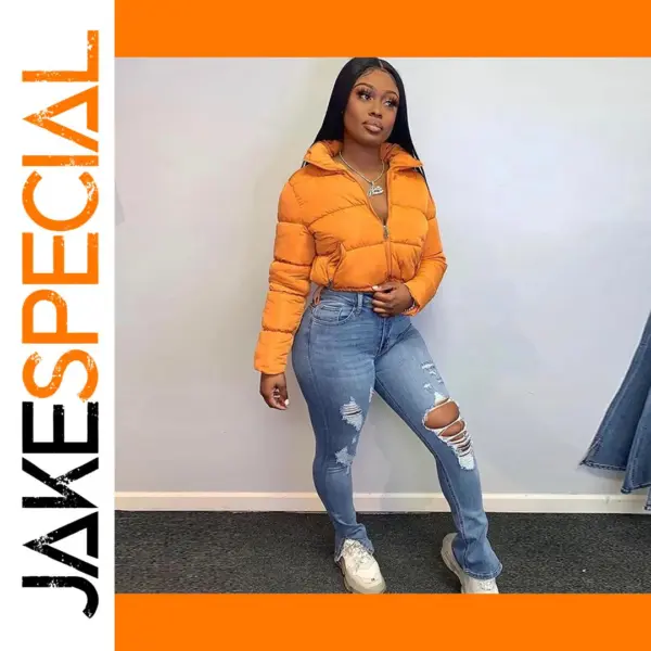 Oversized Solid Color Down Jacket for Women