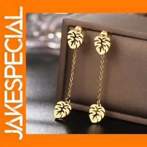 Stainless Steel Leaf Tassel Drop Earrings