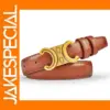 Fashion Women's Genuine Leather Belt with Gold Buckle