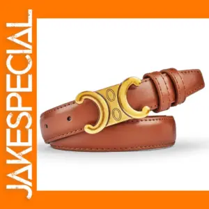 Fashion Women's Genuine Leather Belt with Gold Buckle