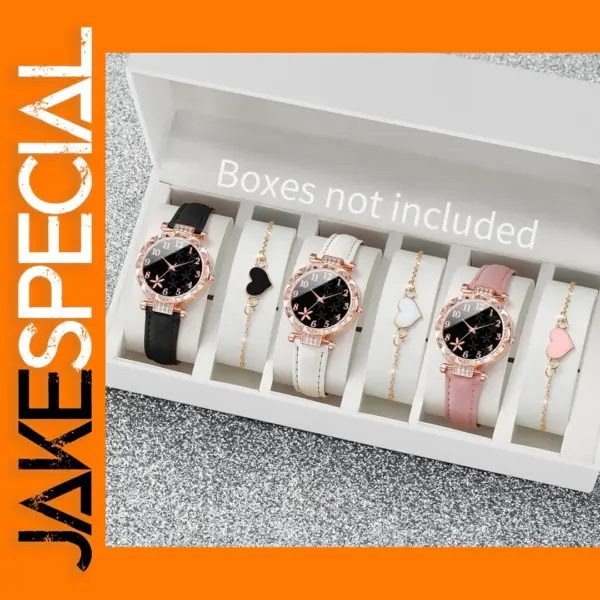6PC Women's Quartz Watch & Bracelet Set V248