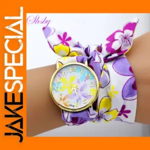 Ladies Flower Fabric Wristwatch by Shsby