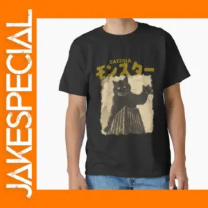 Funny Cat Catzilla Printed T-Shirt for Men