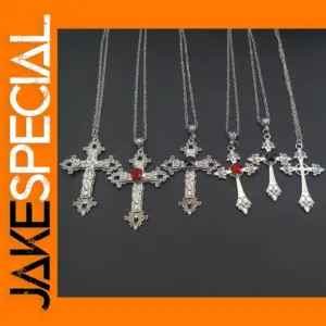 Gothic Punk Cross Drill Pendant Necklace