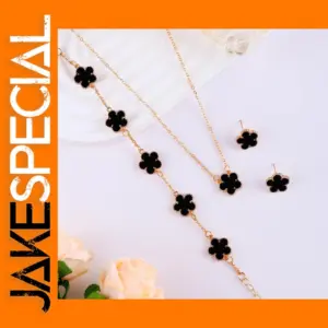 Stainless Steel Floral Jewelry Set 3 Pieces