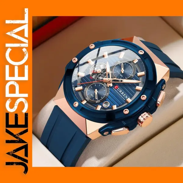 Fashionable Quartz Chronograph Watch with Silicone Strap