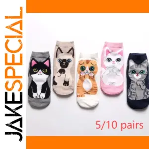 Women's Cute Cat Cartoon Ankle Socks Set