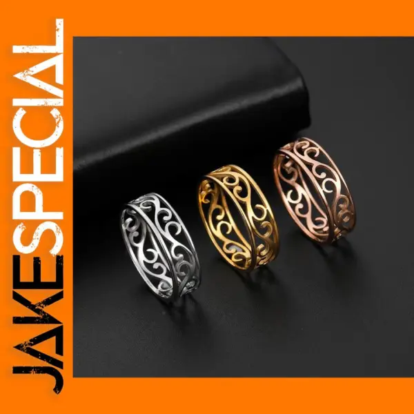 Vintage Filigree Stainless Steel Wedding Ring