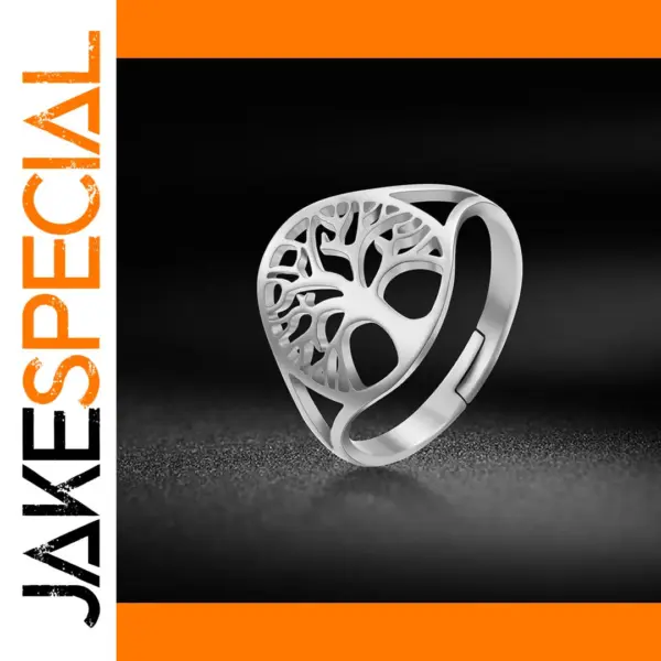 Tree of Life Adjustable Stainless Steel Ring