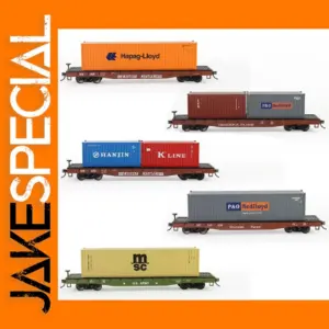 HO Scale 1:87 Flat Car with Shipping Containers