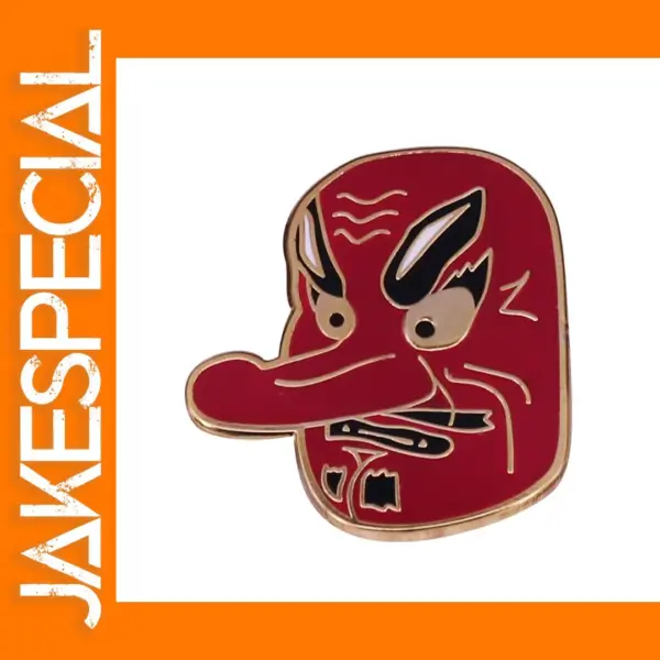 Japan Tengu Yokai Enamel Face Brooch Pin