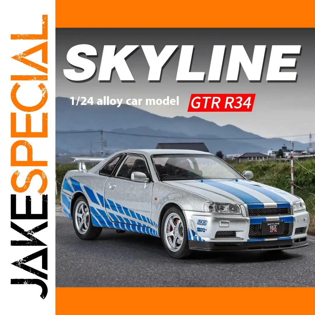 1:24 Nissan GTR R34 Skylin Diecast Model Car 1 1:24 Nissan GTR R34 Skylin Diecast Model Car