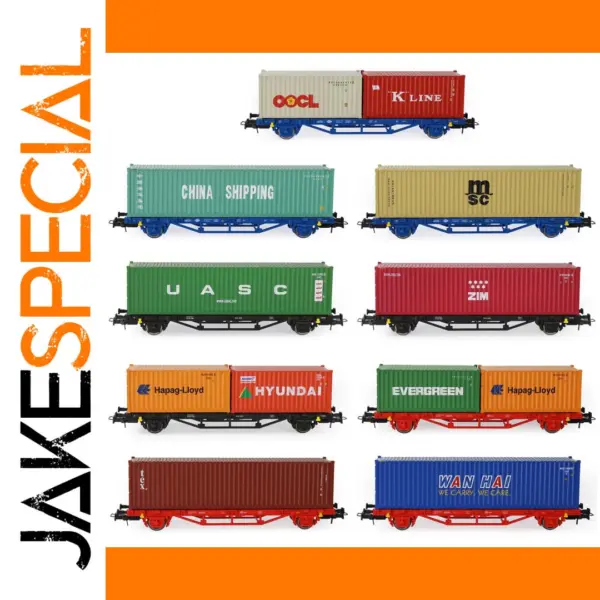 HO Scale Flat Car with 20ft and 40ft Containers