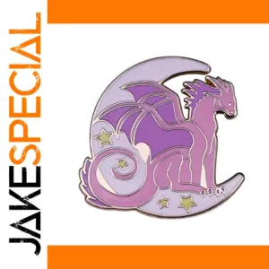 Pink Moon Dragon Copper Brooch Pin 30mm