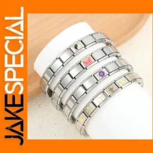 Fashion Star Love Charm Bracelet in Gold Blue