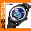 Men's Moon Phase Quartz Watch with Leather Strap