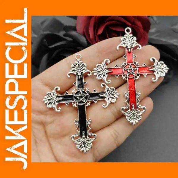 Gothic Cross Enamel Charms - 3pcs Set