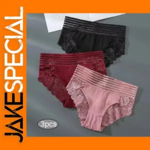 3-Pack Women's Lace Briefs Solid Color Underwear
