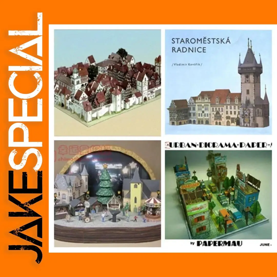Town Scene Buildings 3D Paper Model Kit 1 Town Scene Buildings 3D Paper Model Kit