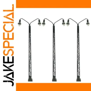 3pcs N Scale Warm White Lattice Mast Lamps