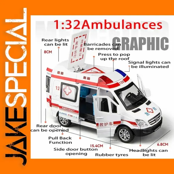 1/32 Scale Metal Diecast Ambulance Car Model