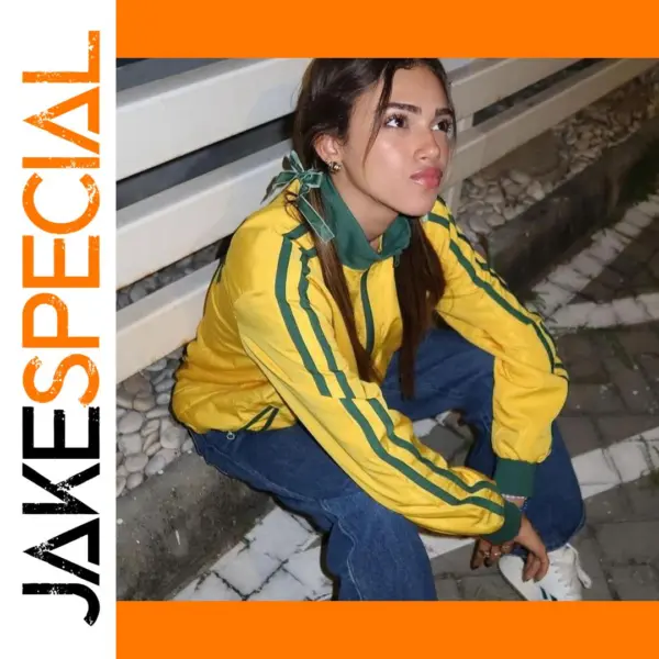 Yellow Vintage Women's Oversized Zipper Jacket