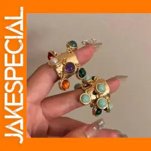 Vintage Natural Stone Malachite Open Ring