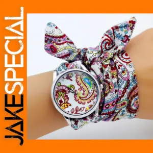 Ladies Flower Fabric Wristwatch Fashion Style