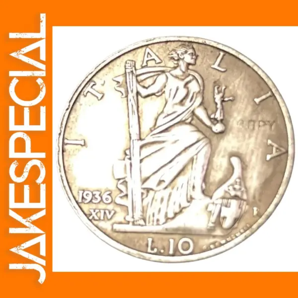 1936 Italy 10 Lire Silver Plated Replica Coin