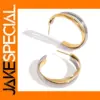 Geometric C Shape Double Layer Earrings