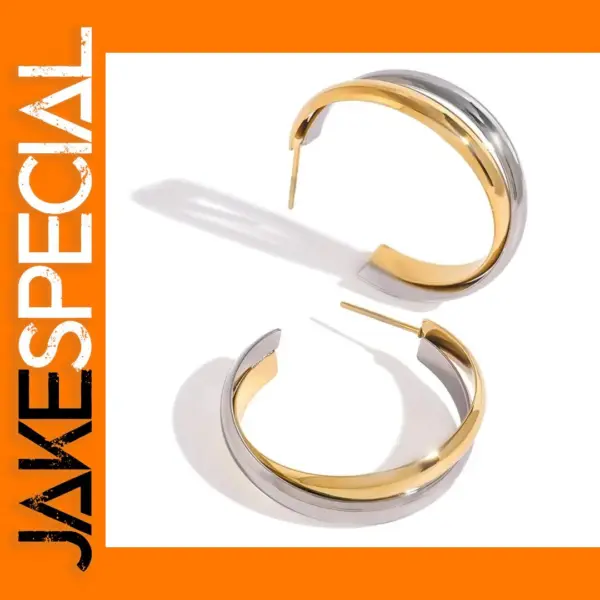 Geometric C Shape Double Layer Earrings