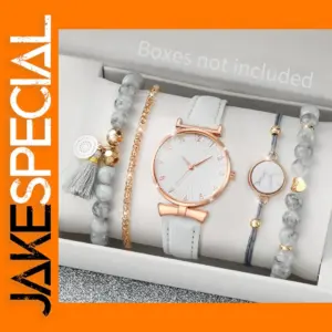 5PCS Women's Quartz Watch and Bracelet Set