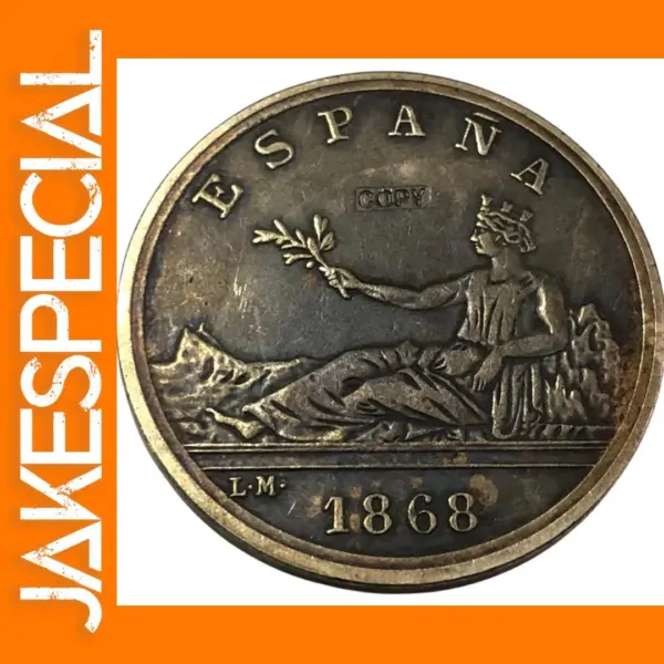 1868 Spain 5 Pesetas Antique Replica Coin