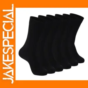 6 Pairs Men's Black Dress Socks Crew