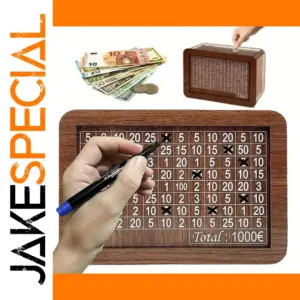 Wooden Piggy Bank with Savings Goals