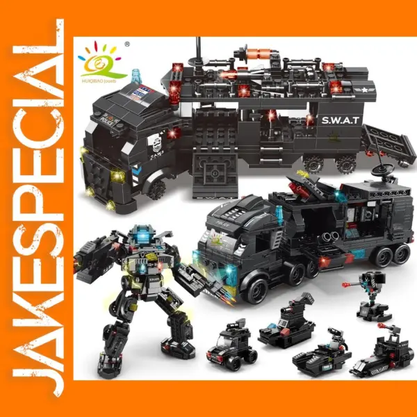 SWAT Police Command Truck Building Blocks Set