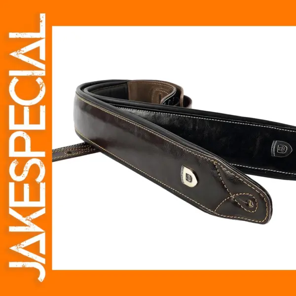 Adjustable Genuine Leather Guitar Strap Black/Brown