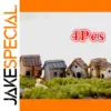 4Pcs Miniature Fairy Garden House Statues
