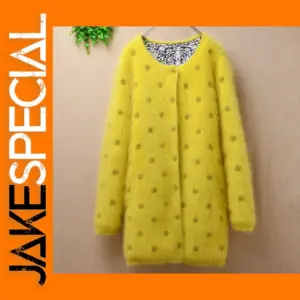 Warm Yellow Mink Cashmere Cardigan for Women